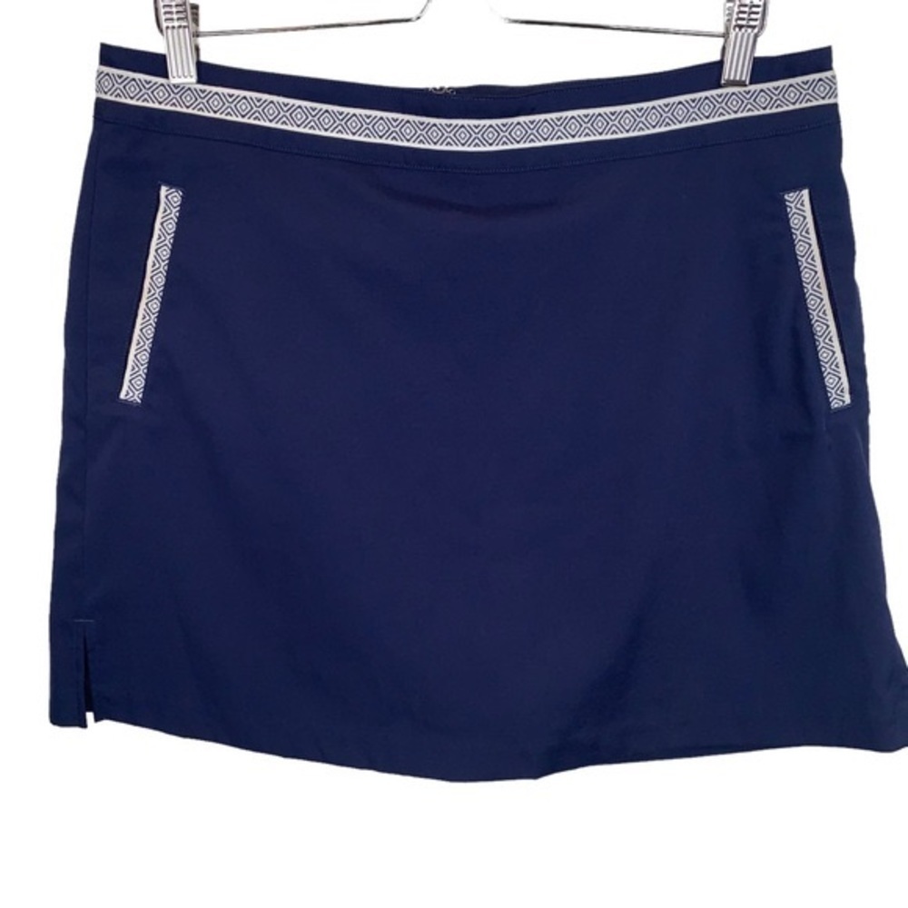 Lady Hagen Navy White Geometric Trim Golf Skort Tennis Skirt Women's sz 10